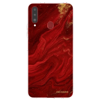Picasee silikonowe przeźroczyste etui na Samsung Galaxy A20s - Red