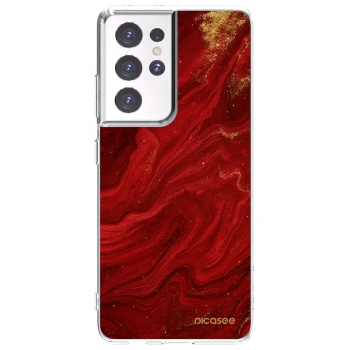 Picasee silikonowe przeźroczyste etui na Samsung Galaxy S21 Ultra 5G G998B - Red