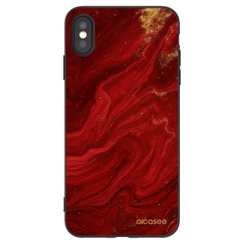 Picasee silikonowe czarne etui na Apple iPhone XS Max - Red