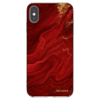 Picasee silikonowe przeźroczyste etui na Apple iPhone XS Max - Red