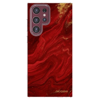 Picasee silikonowe przeźroczyste etui na Samsung Galaxy S22 Ultra 5G - Red