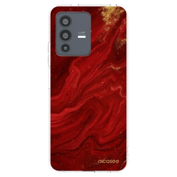 Picasee silikonowe przeźroczyste etui na Vivo V23 5G - Red