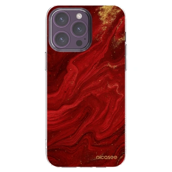 Picasee silikonowe przeźroczyste etui na Apple iPhone 14 Pro Max - Red