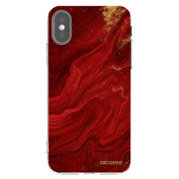 Picasee silikonowe przeźroczyste etui na Apple iPhone X/XS - Red