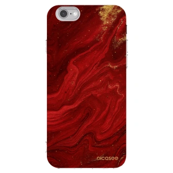 Picasee silikonowe przeźroczyste etui na Apple iPhone 6/6S - Red