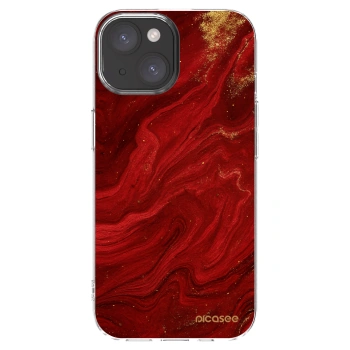 Picasee silikonowe przeźroczyste etui na Apple iPhone 15 - Red