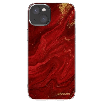 Picasee silikonowe przeźroczyste etui na Apple iPhone 15 Plus - Red
