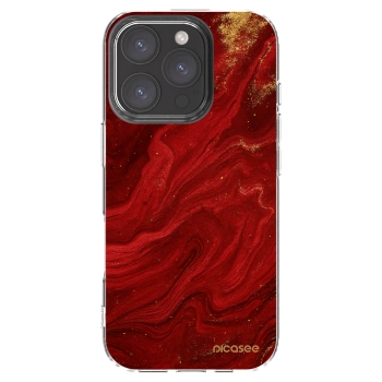 Picasee silikonowe przeźroczyste etui na Apple iPhone 16 Pro - Red