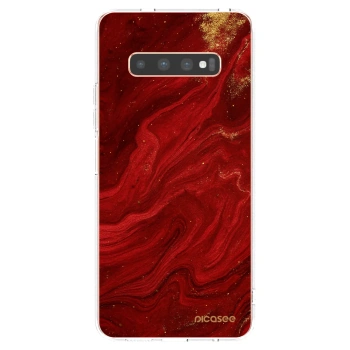 Picasee silikonowe przeźroczyste etui na Samsung Galaxy S10 Plus G975 - Red