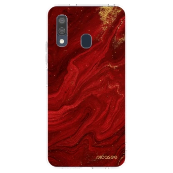 Picasee silikonowe przeźroczyste etui na Samsung Galaxy A40 A405F - Red