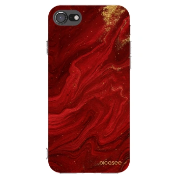 Picasee silikonowe przeźroczyste etui na Apple iPhone 8 - Red