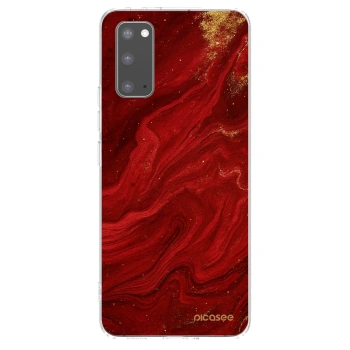 Picasee silikonowe przeźroczyste etui na Samsung Galaxy S20 G980F - Red