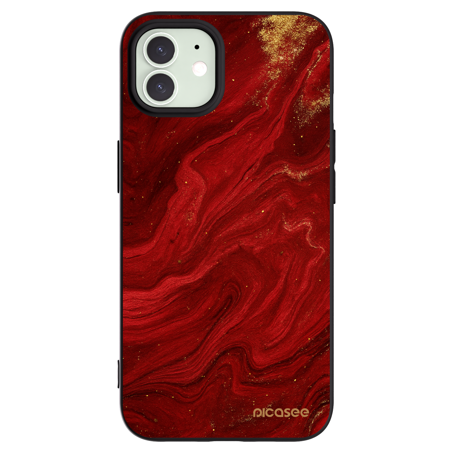 Picasee silikonowe czarne etui na Apple iPhone 12 - Red