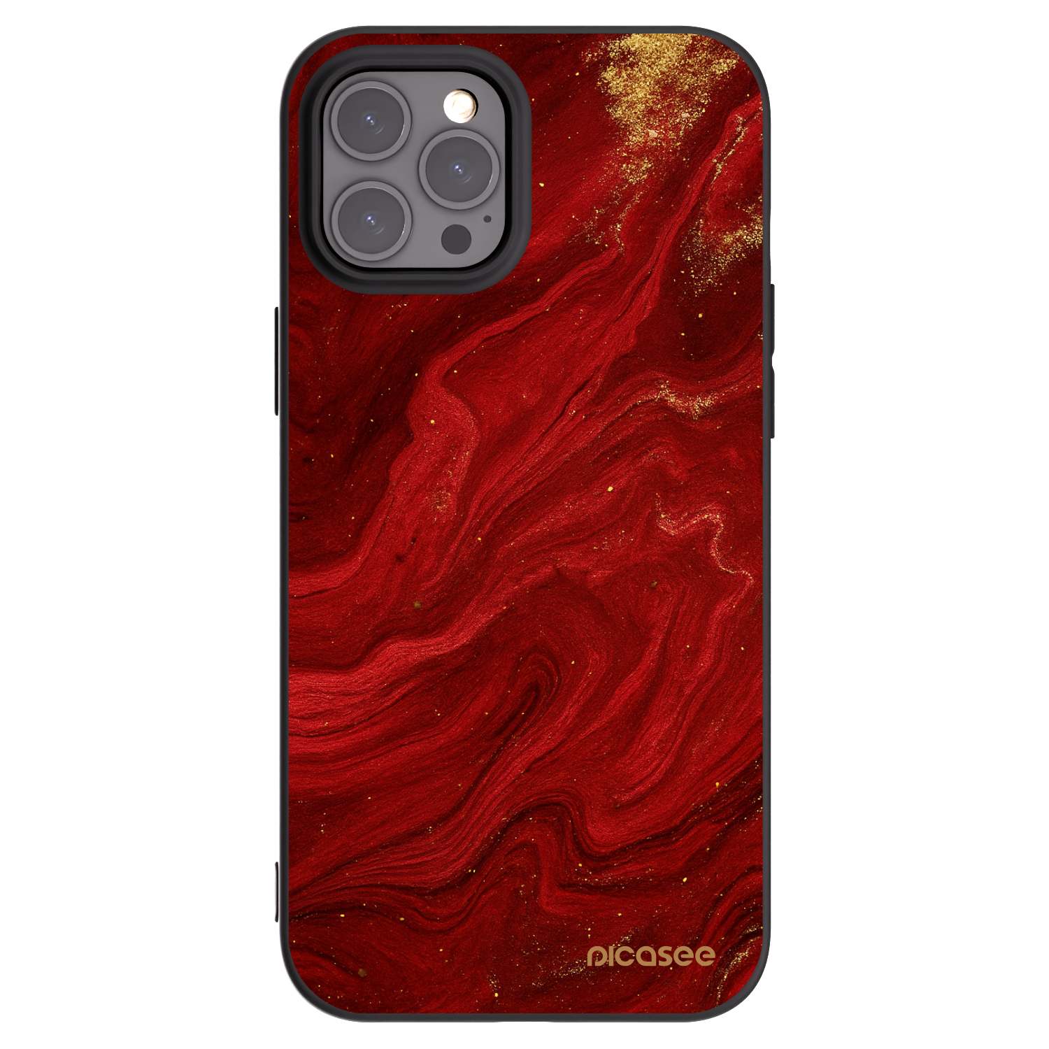 Picasee silikonowe czarne etui na Apple iPhone 12 Pro Max - Red