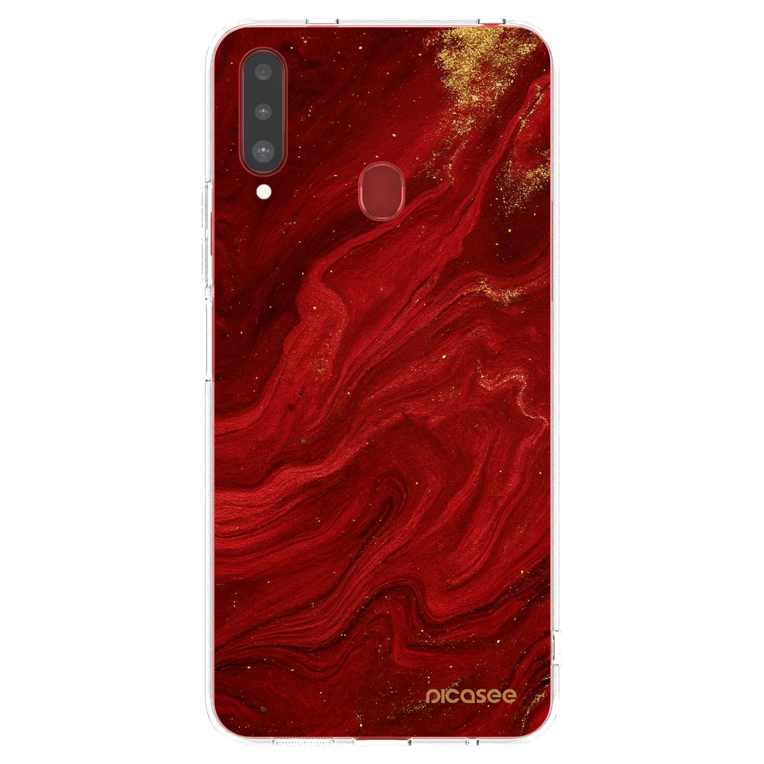 Picasee silikonowe przeźroczyste etui na Samsung Galaxy A20s - Red