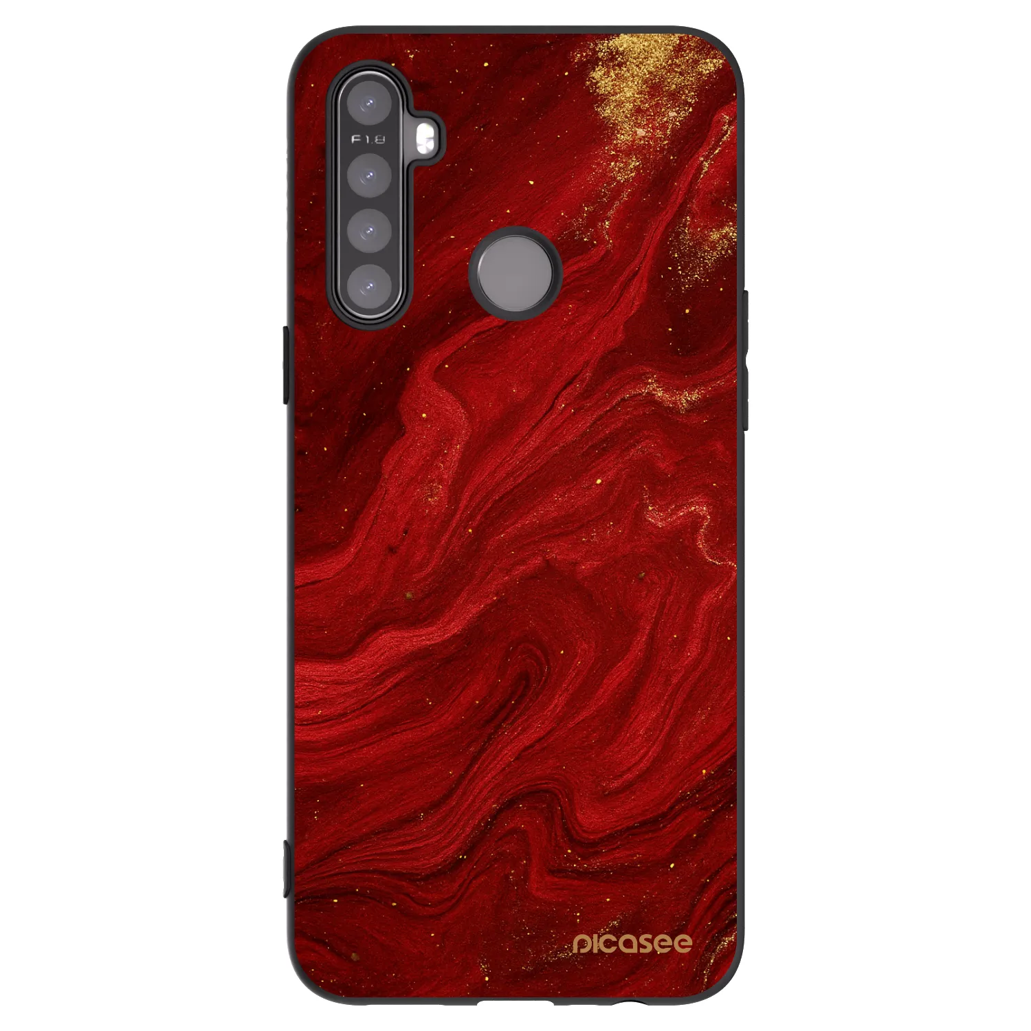 Picasee silikonowe czarne etui na Realme 5 - Red
