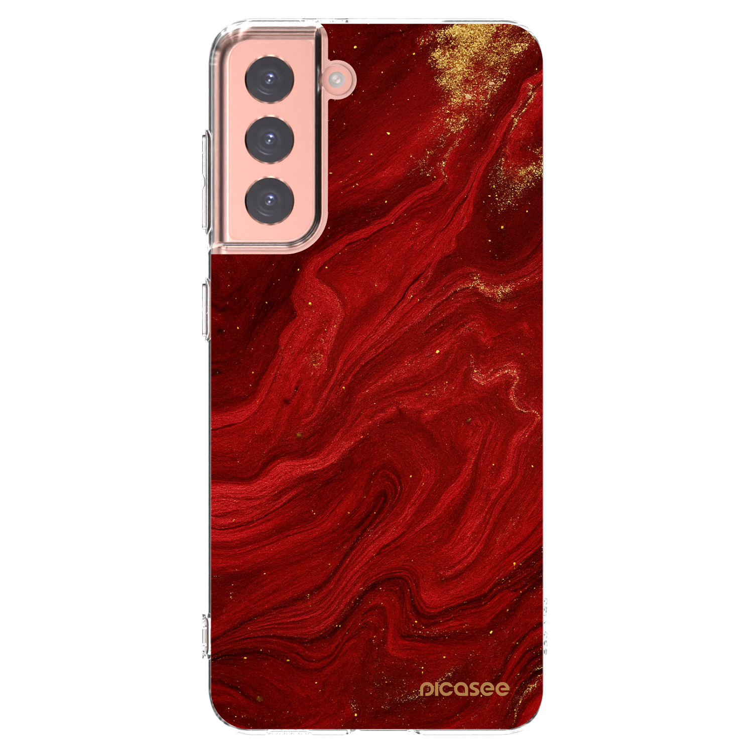 Picasee silikonowe przeźroczyste etui na Samsung Galaxy S21 5G G991B - Red