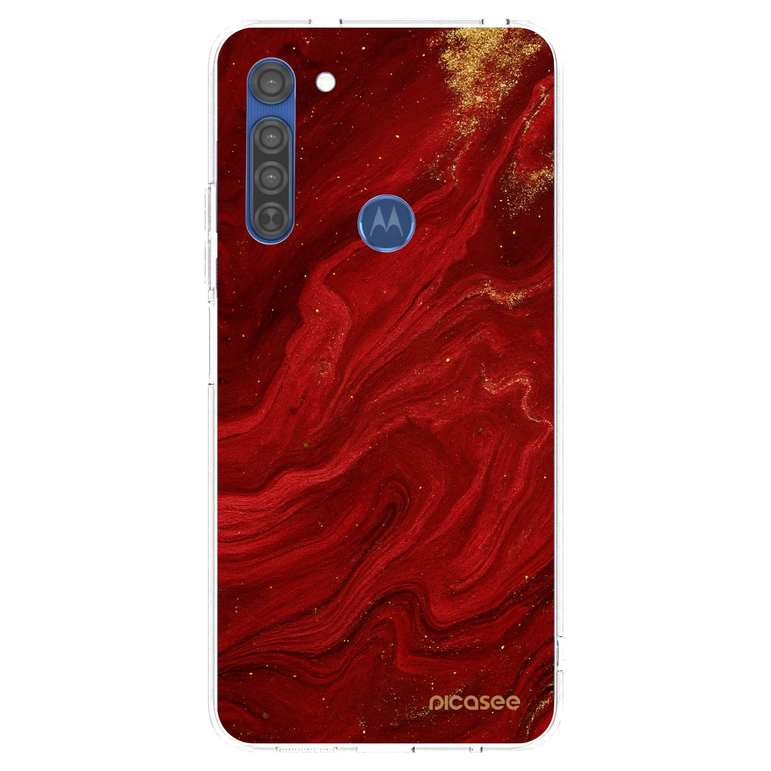 Picasee silikonowe przeźroczyste etui na Motorola Moto G8 - Red