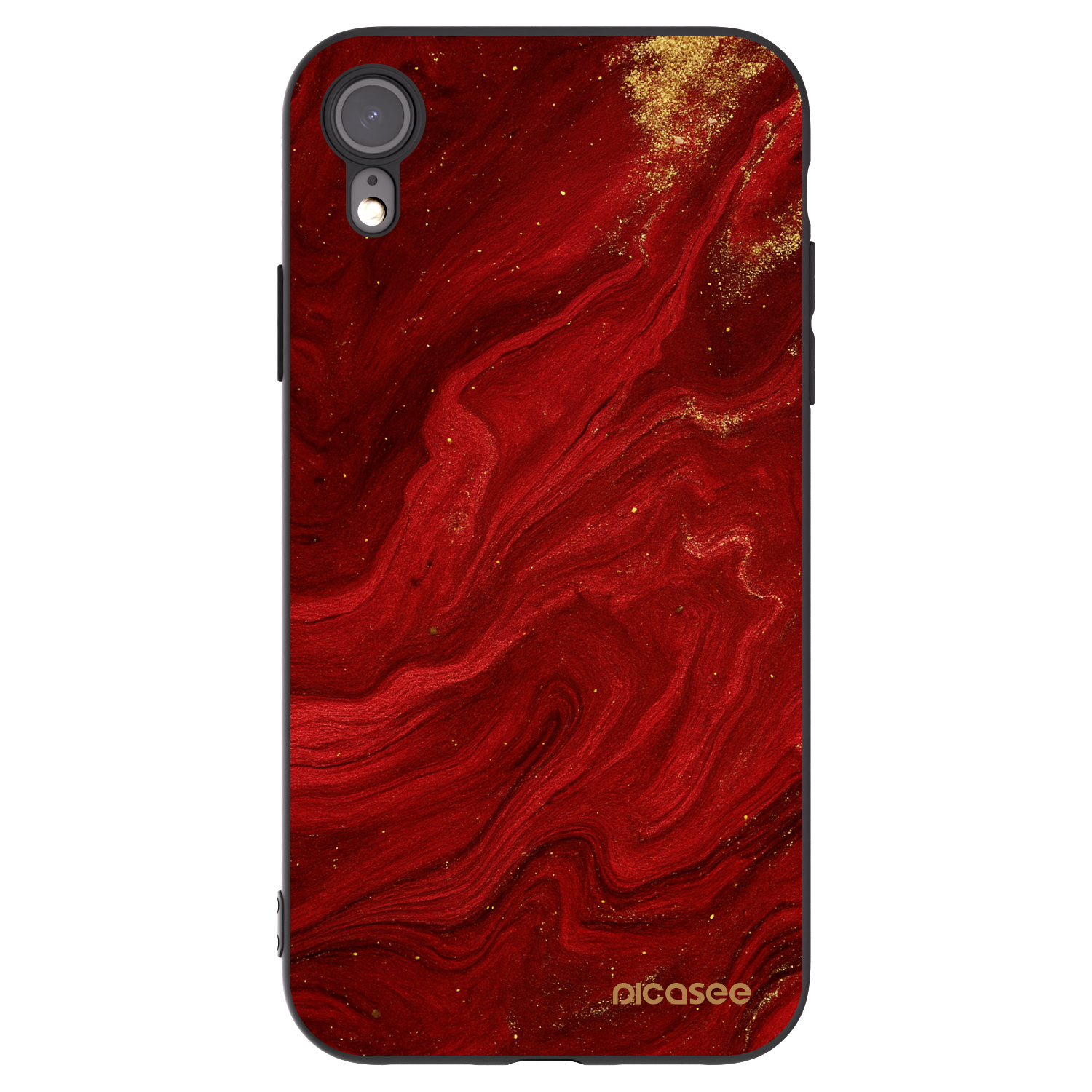 Picasee silikonowe czarne etui na Apple iPhone XR - Red