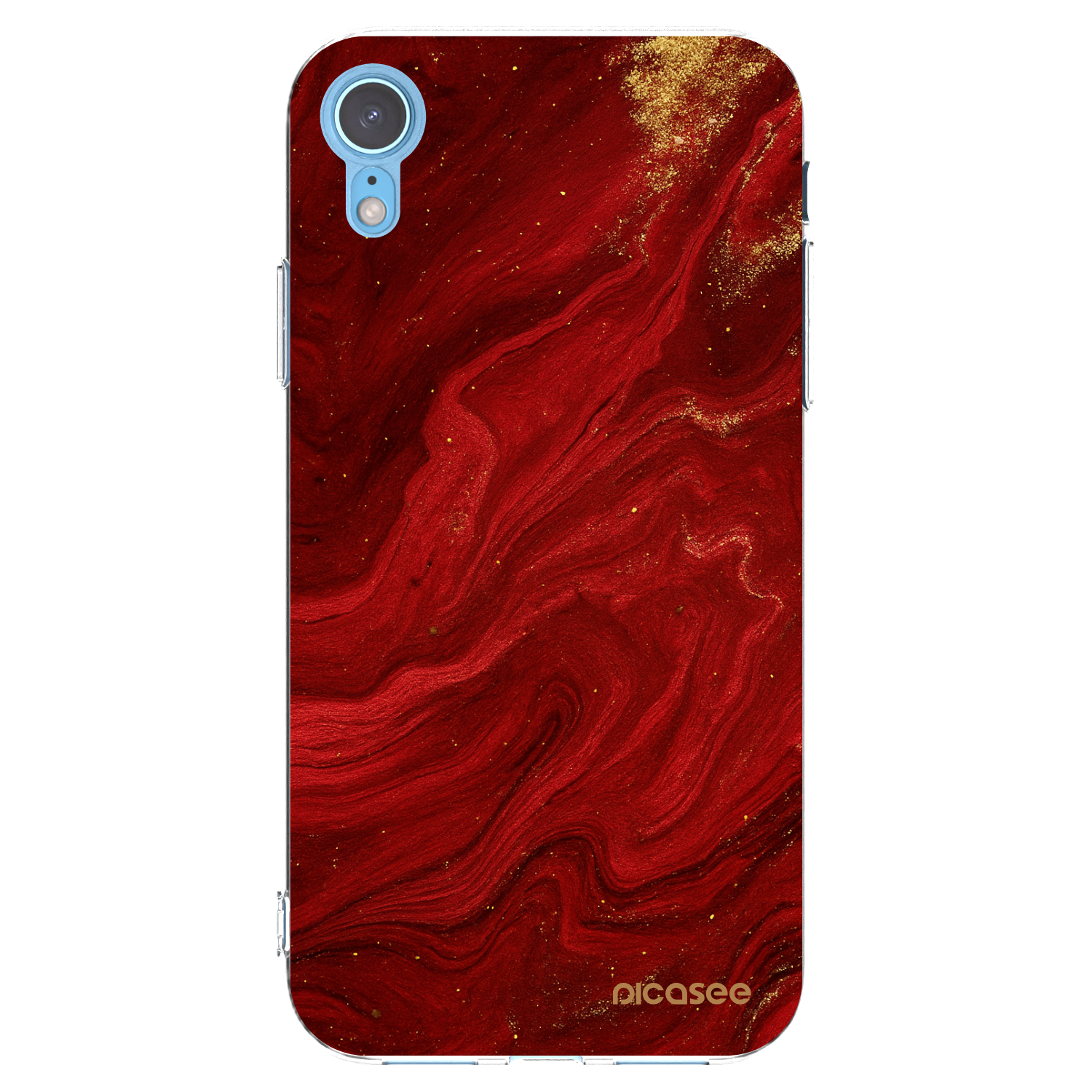 Picasee silikonowe przeźroczyste etui na Apple iPhone XR - Red