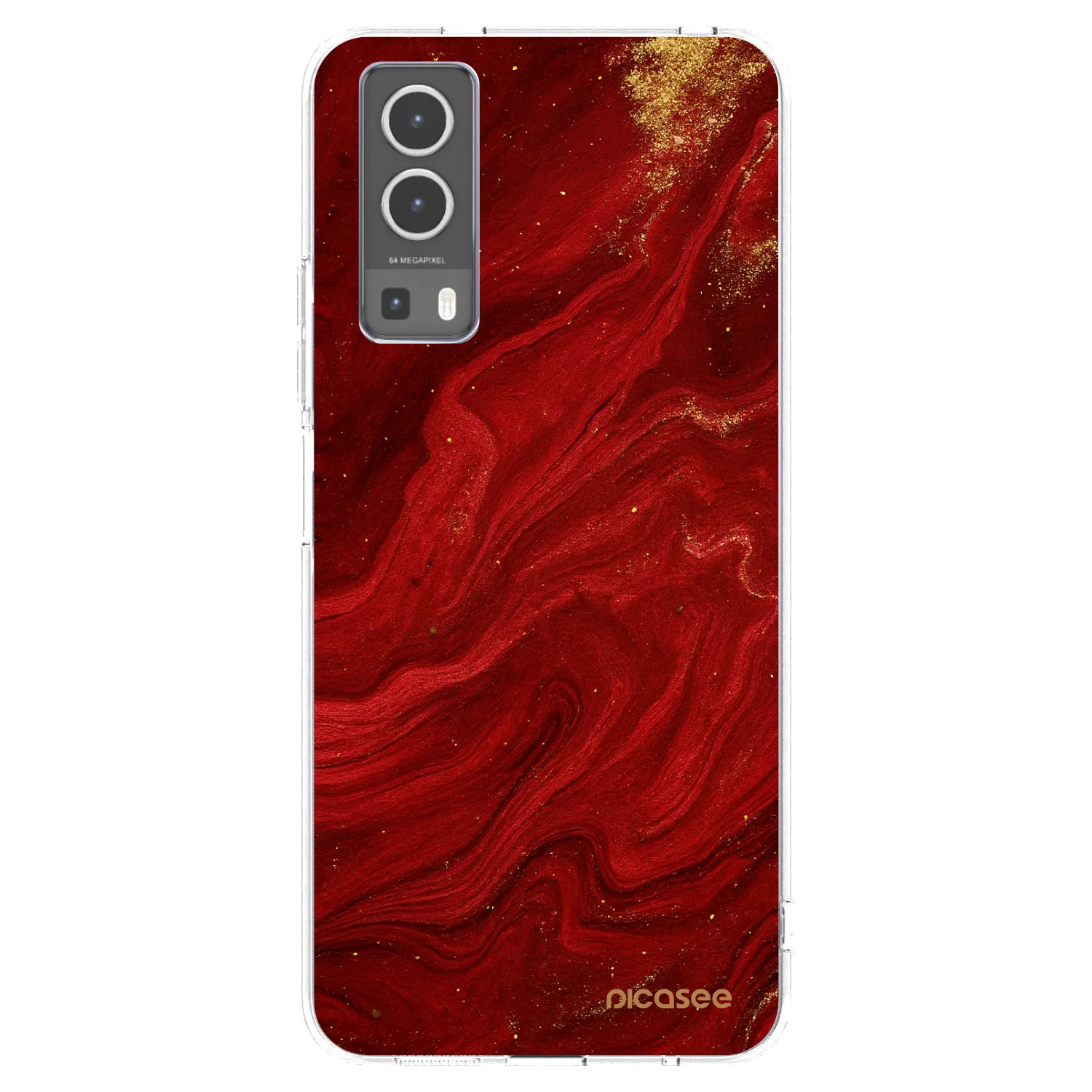 Picasee silikonowe przeźroczyste etui na Vivo Y72 5G - Red