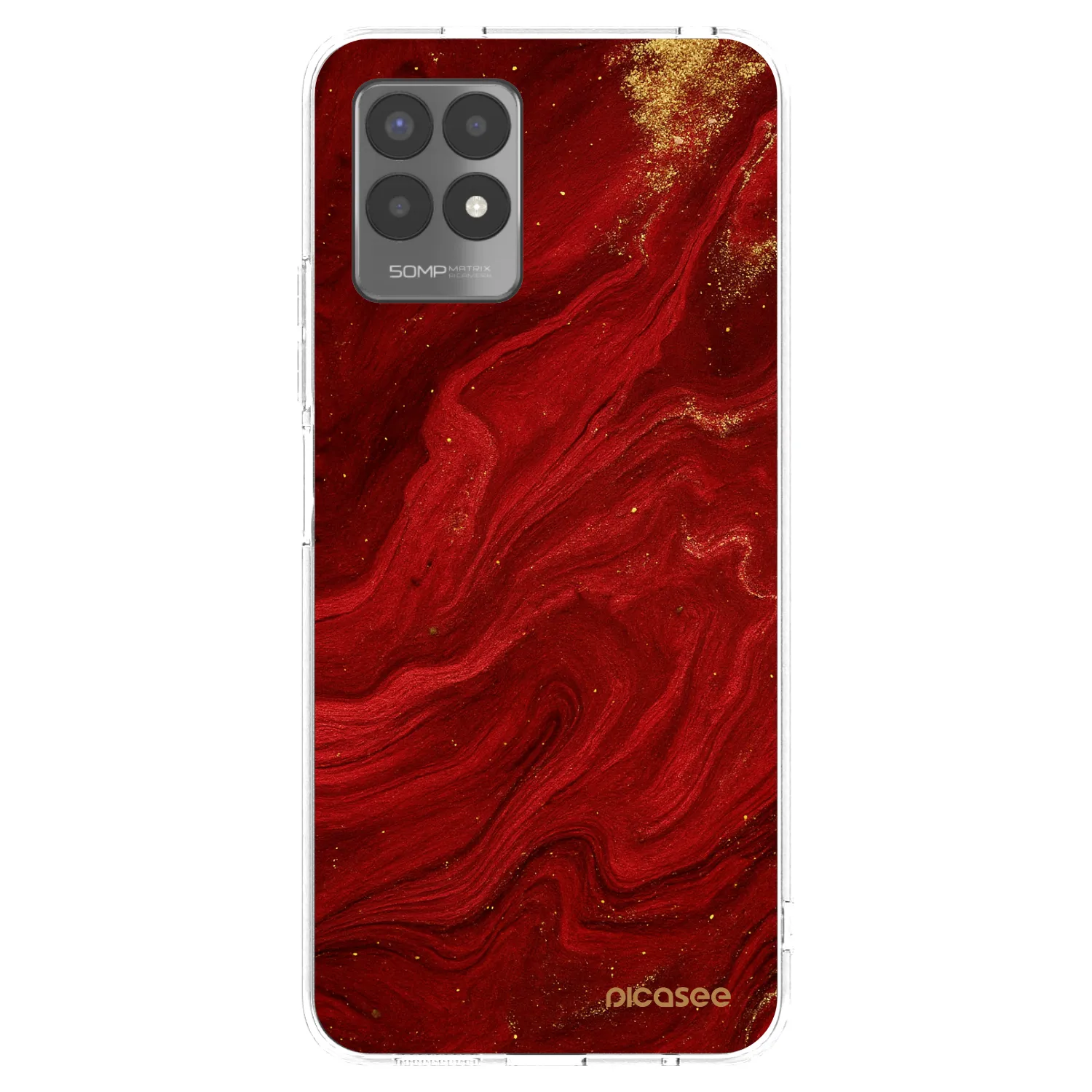 Picasee silikonowe przeźroczyste etui na Realme 8i - Red