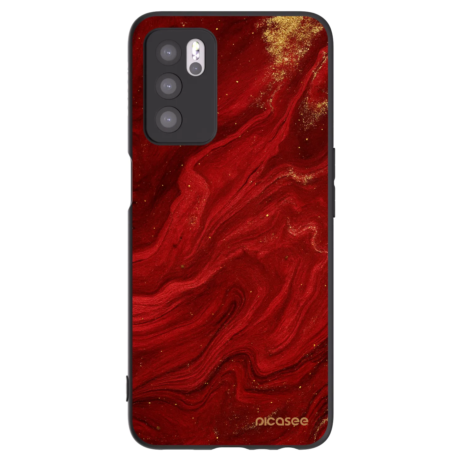 Picasee silikonowe czarne etui na OPPO A16 - Red