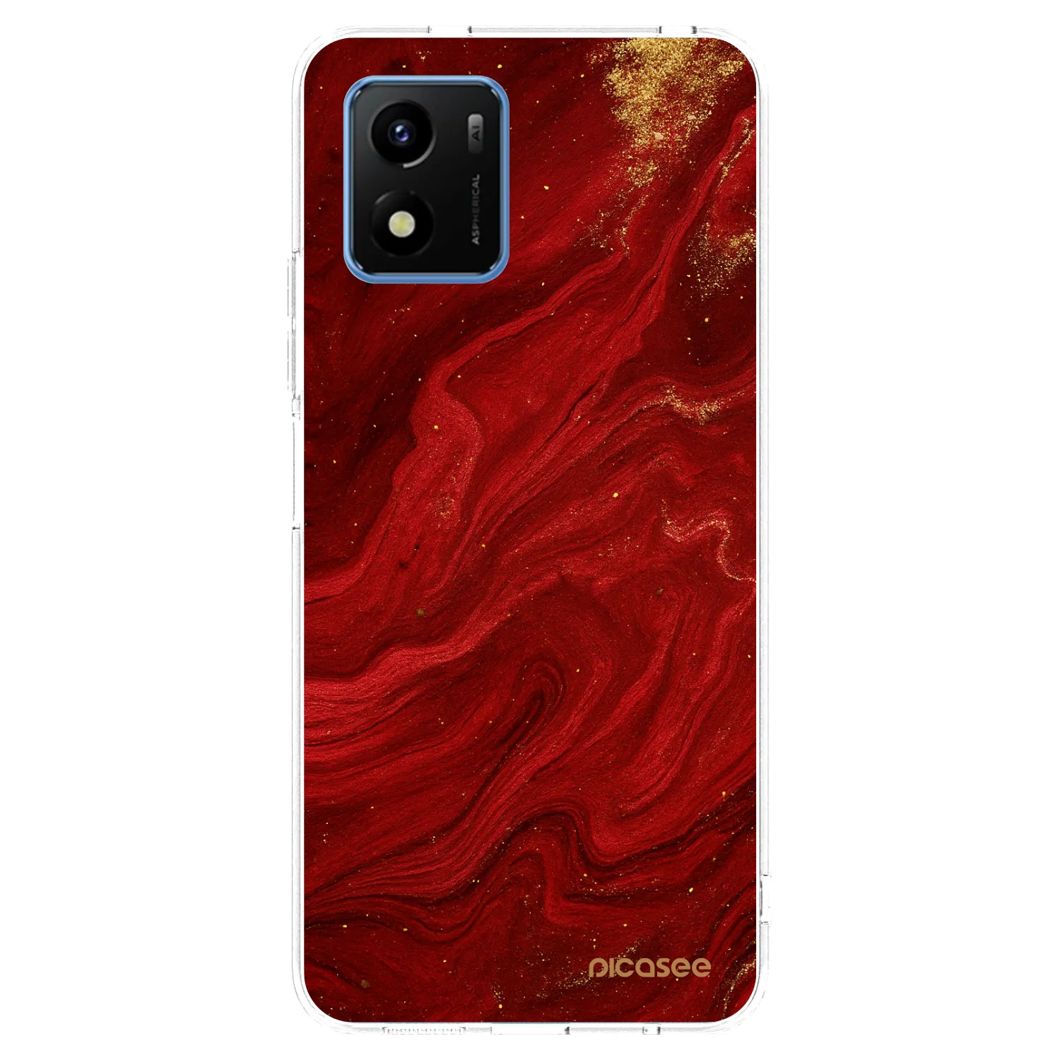 Picasee silikonowe przeźroczyste etui na Vivo Y01 - Red
