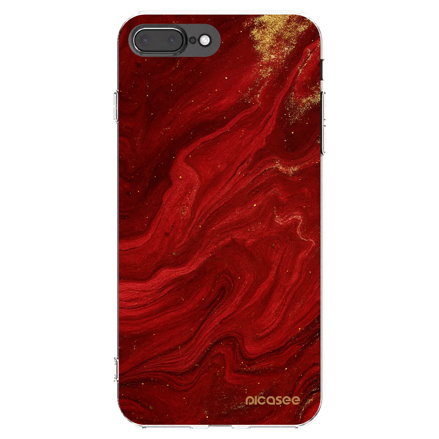 Picasee silikonowe przeźroczyste etui na Apple iPhone 8 Plus - Red