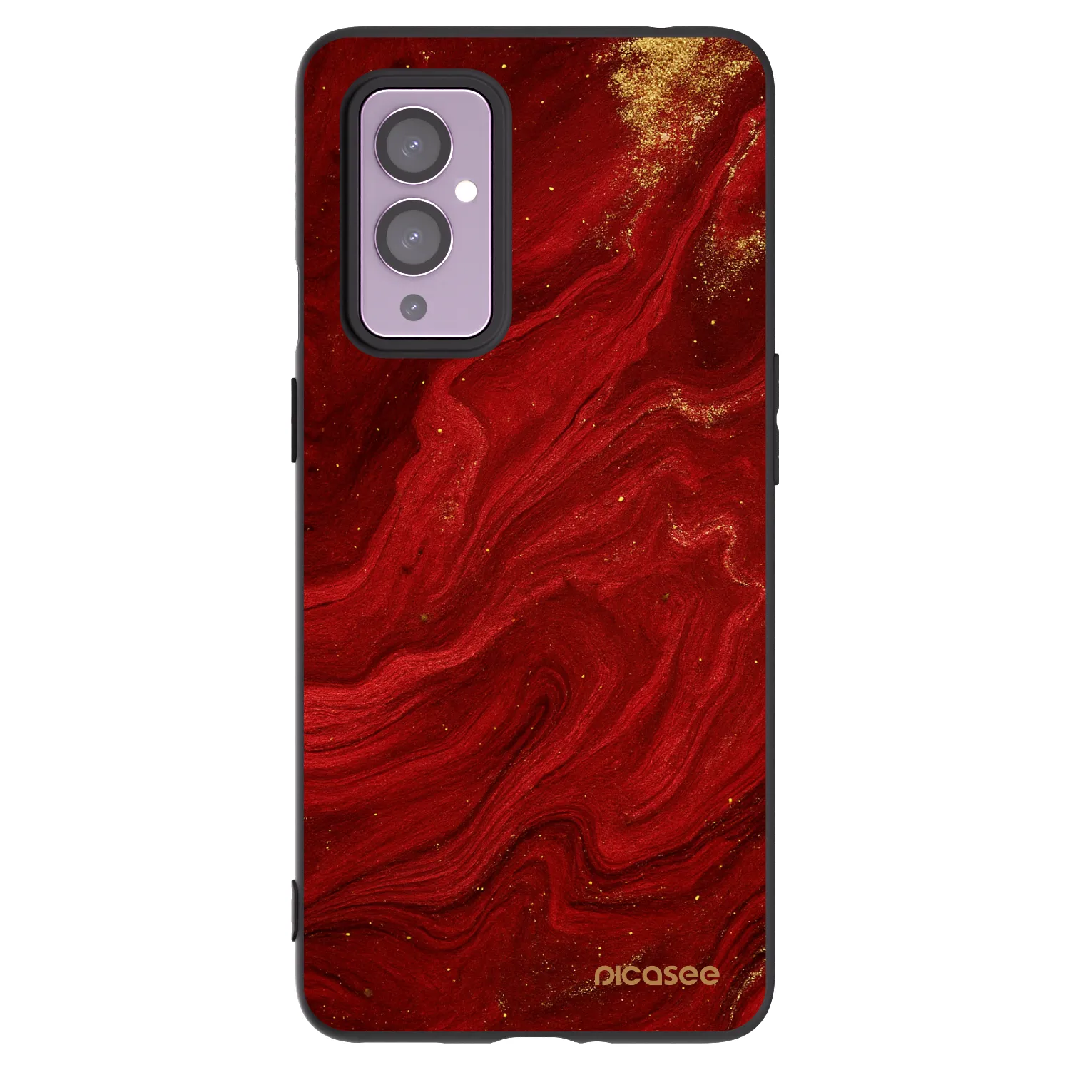 Picasee silikonowe czarne etui na OnePlus 9 - Red