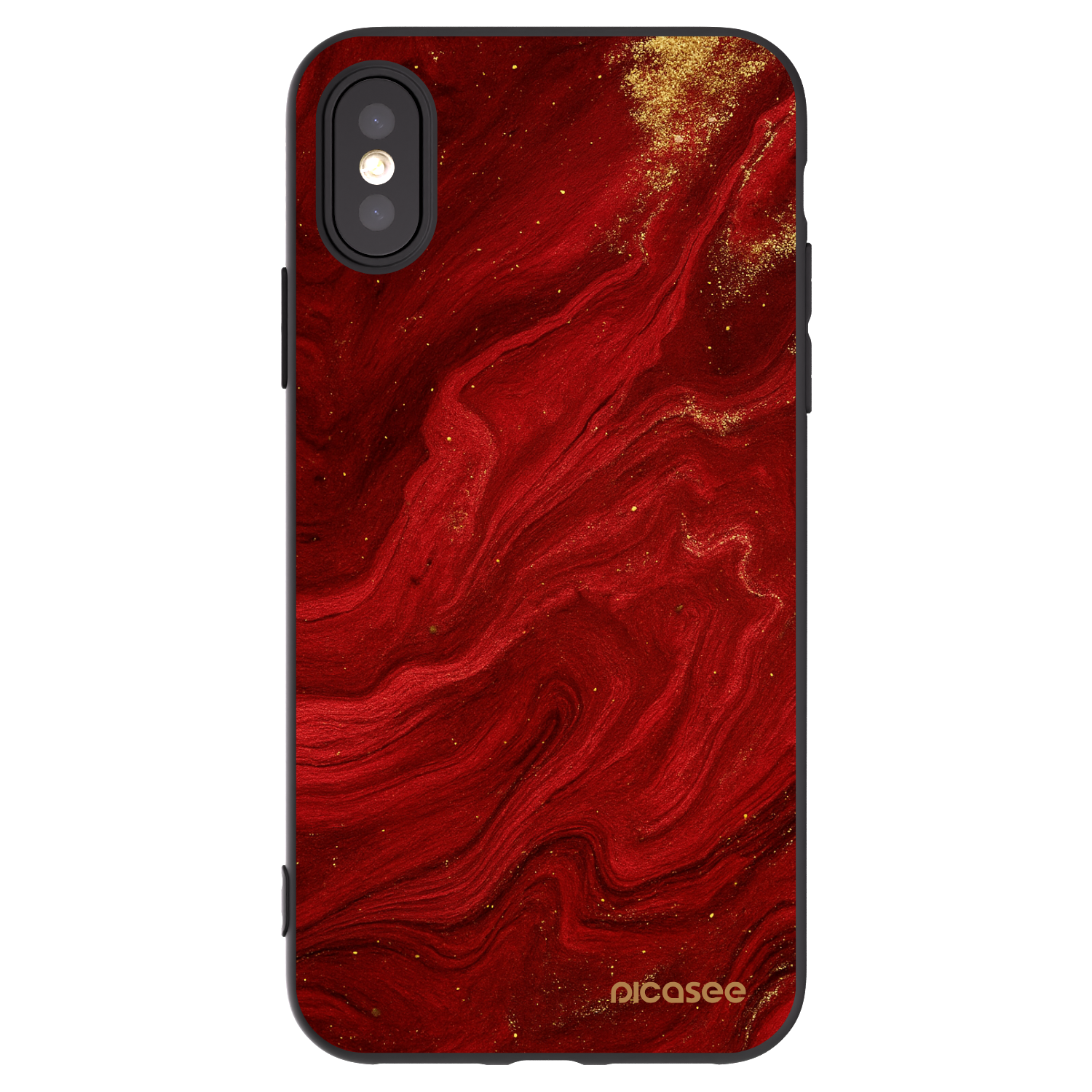 Picasee silikonowe czarne etui na Apple iPhone X/XS - Red
