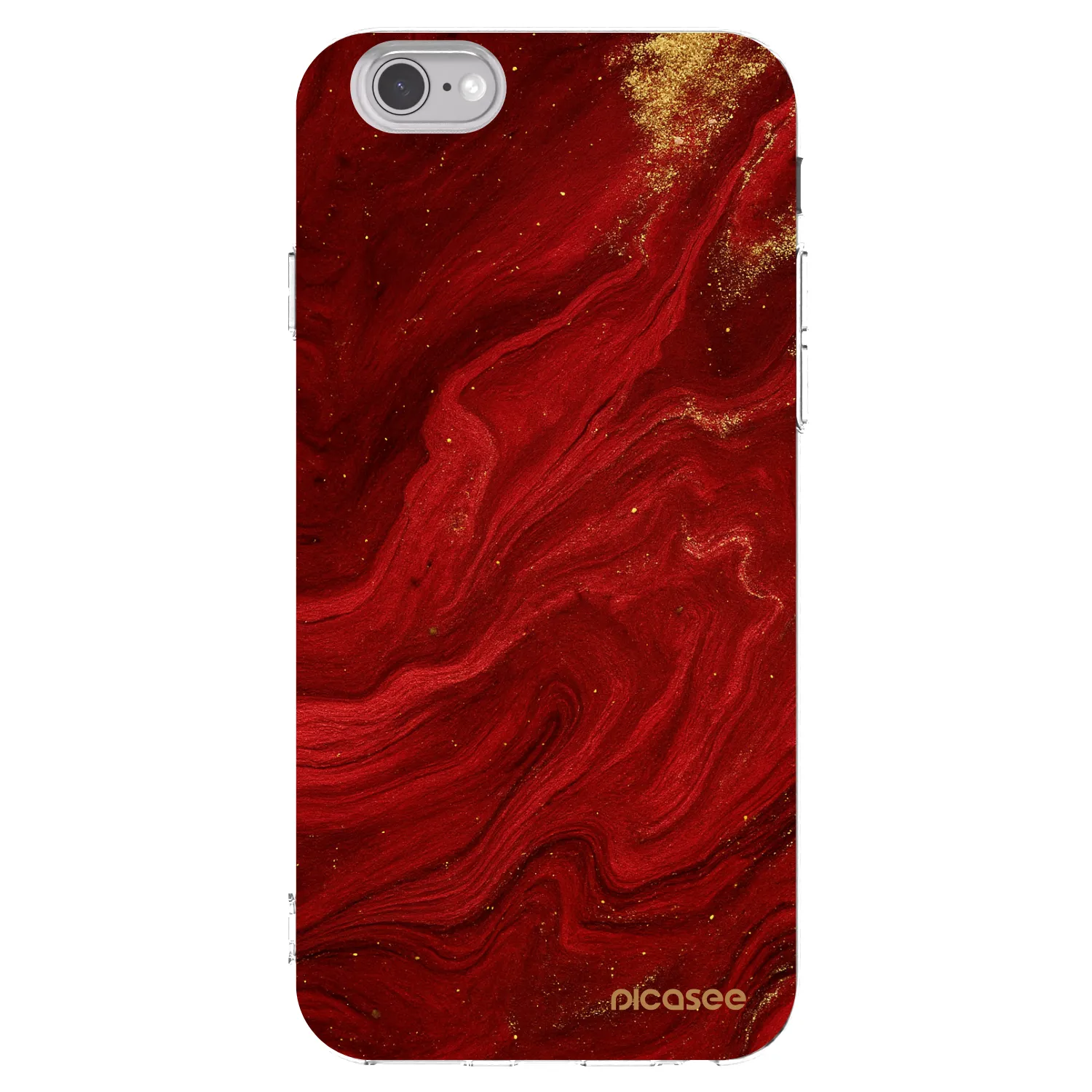 Picasee silikonowe przeźroczyste etui na Apple iPhone 6/6S - Red