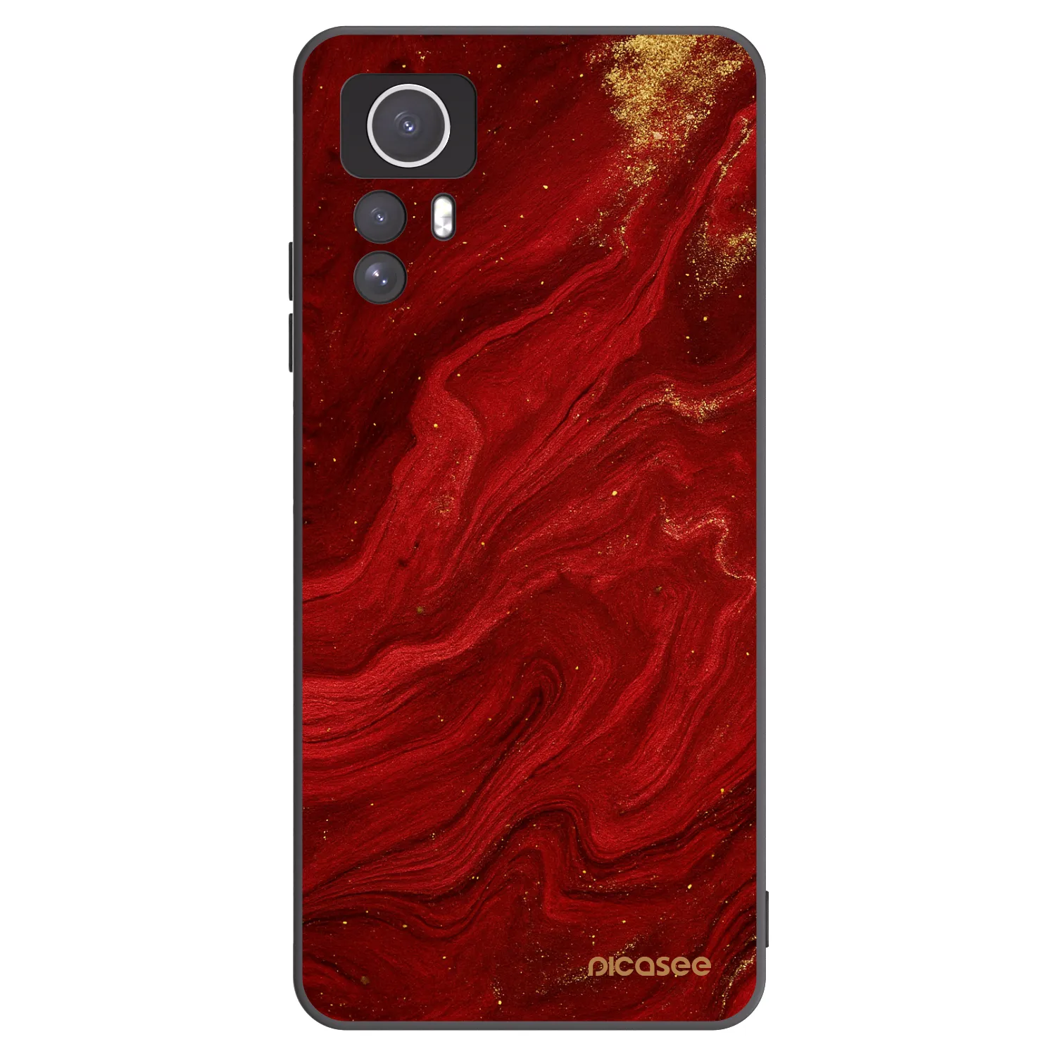 Picasee silikonowe czarne etui na Xiaomi Redmi Note 12S - Red