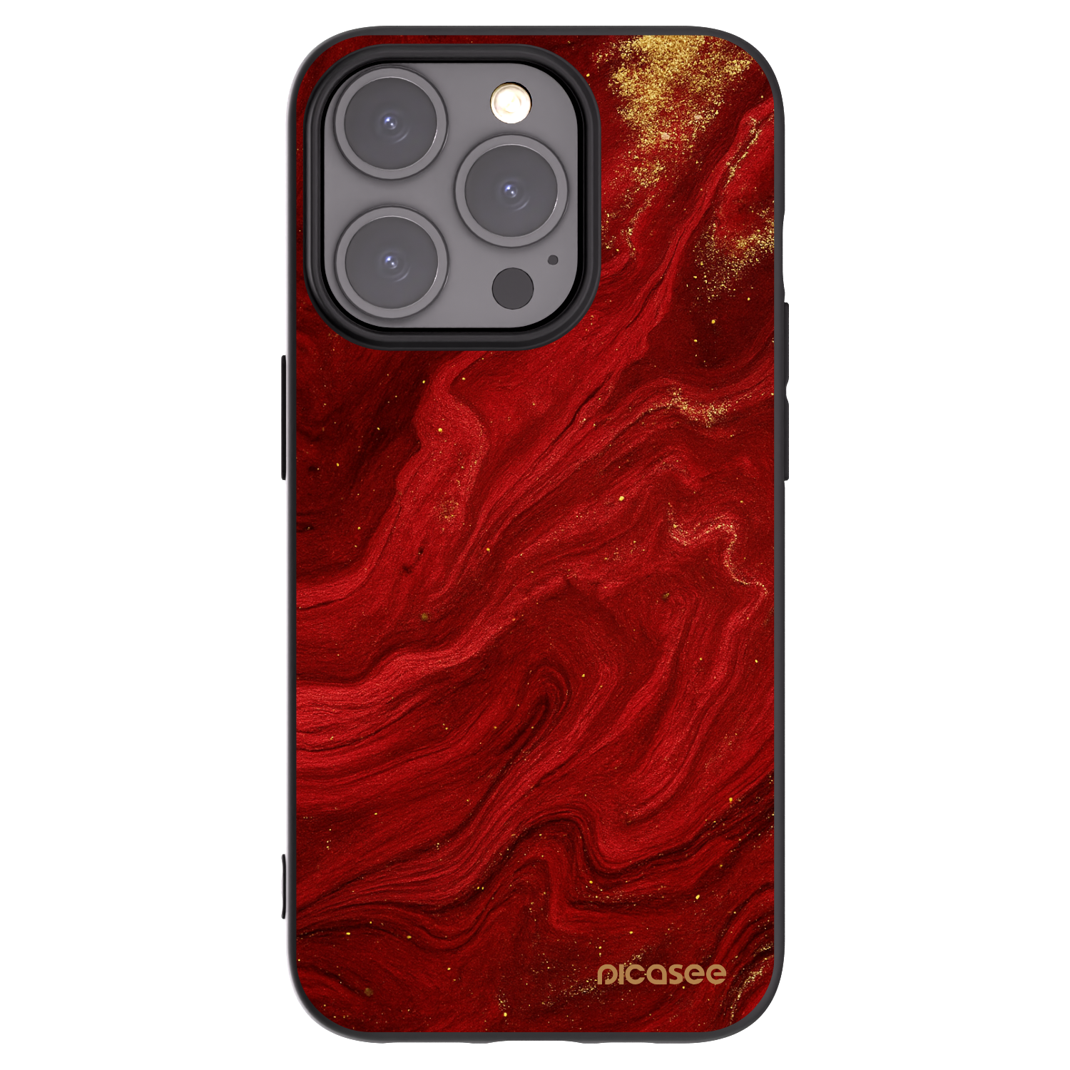 Picasee silikonowe czarne etui na Apple iPhone 15 Pro - Red