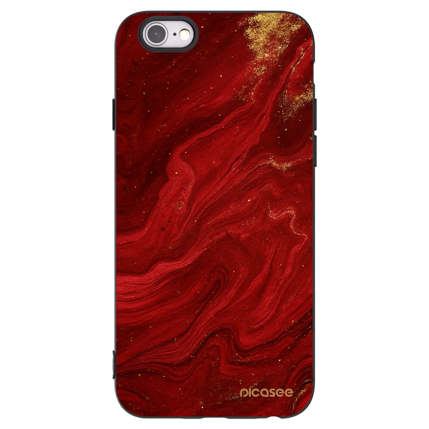 Picasee silikonowe czarne etui na Apple iPhone 6/6S - Red