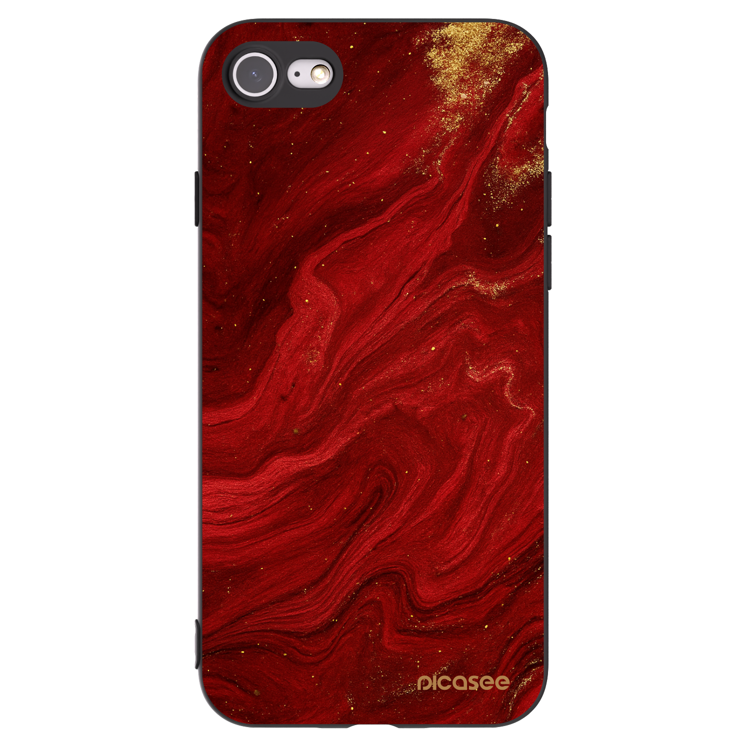 Picasee silikonowe czarne etui na Apple iPhone 7 - Red
