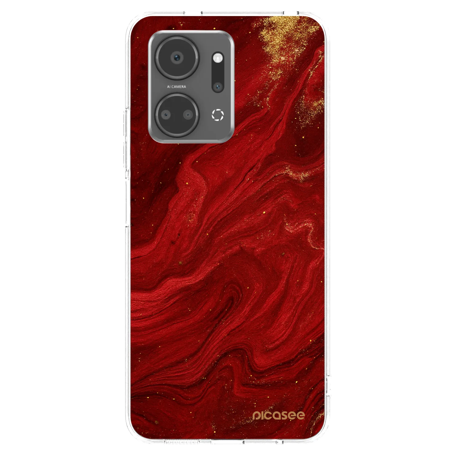 Picasee silikonowe przeźroczyste etui na Honor X7a - Red