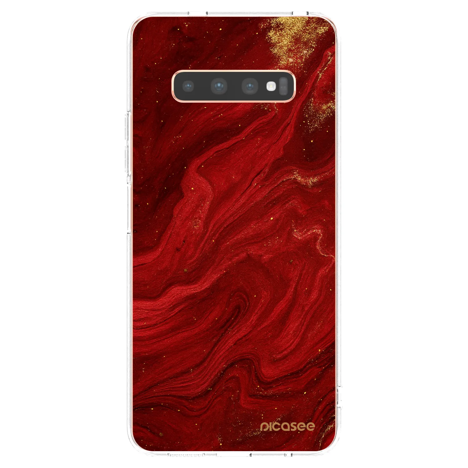 Picasee silikonowe przeźroczyste etui na Samsung Galaxy S10 Plus G975 - Red
