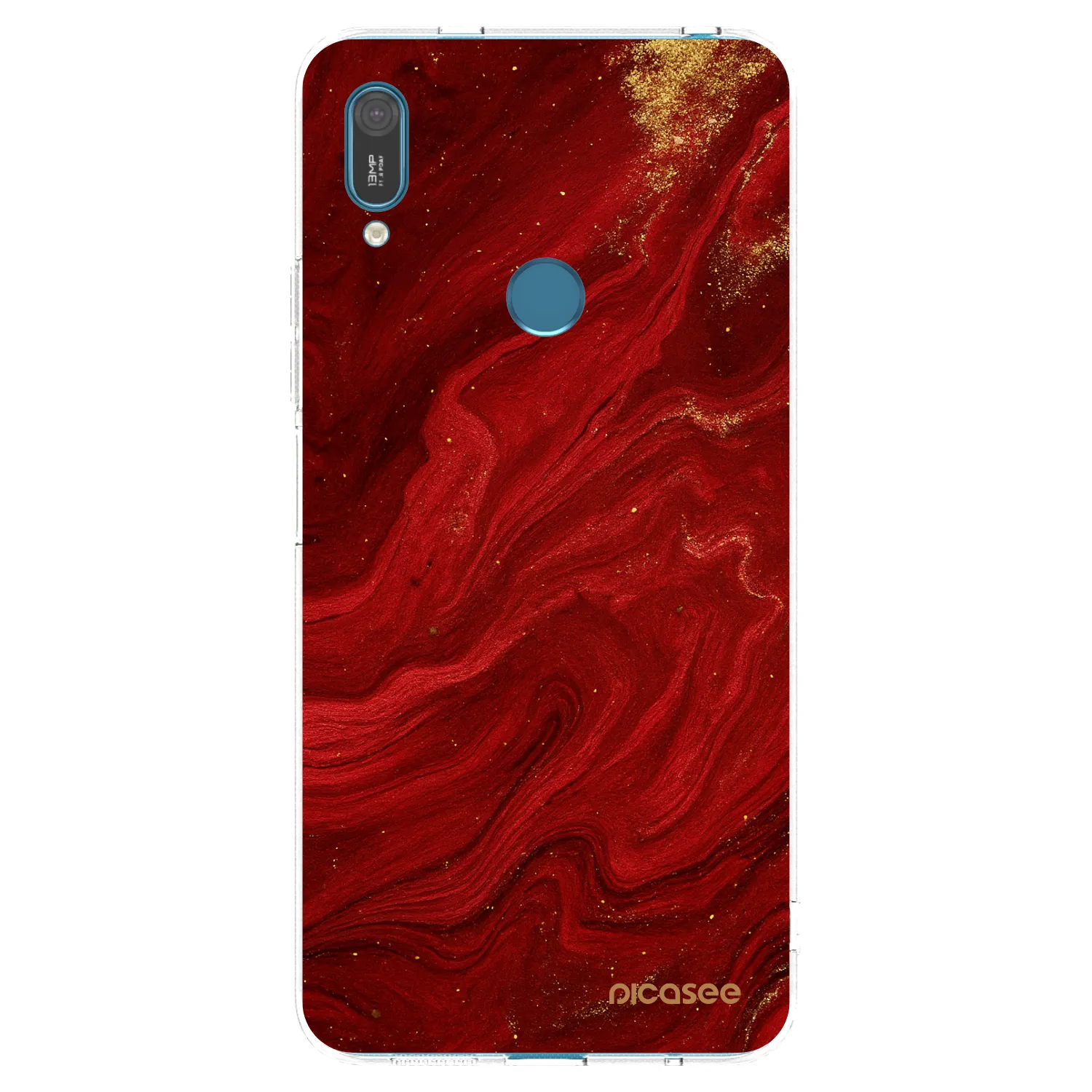 Picasee silikonowe przeźroczyste etui na Huawei Y7 2019 - Red