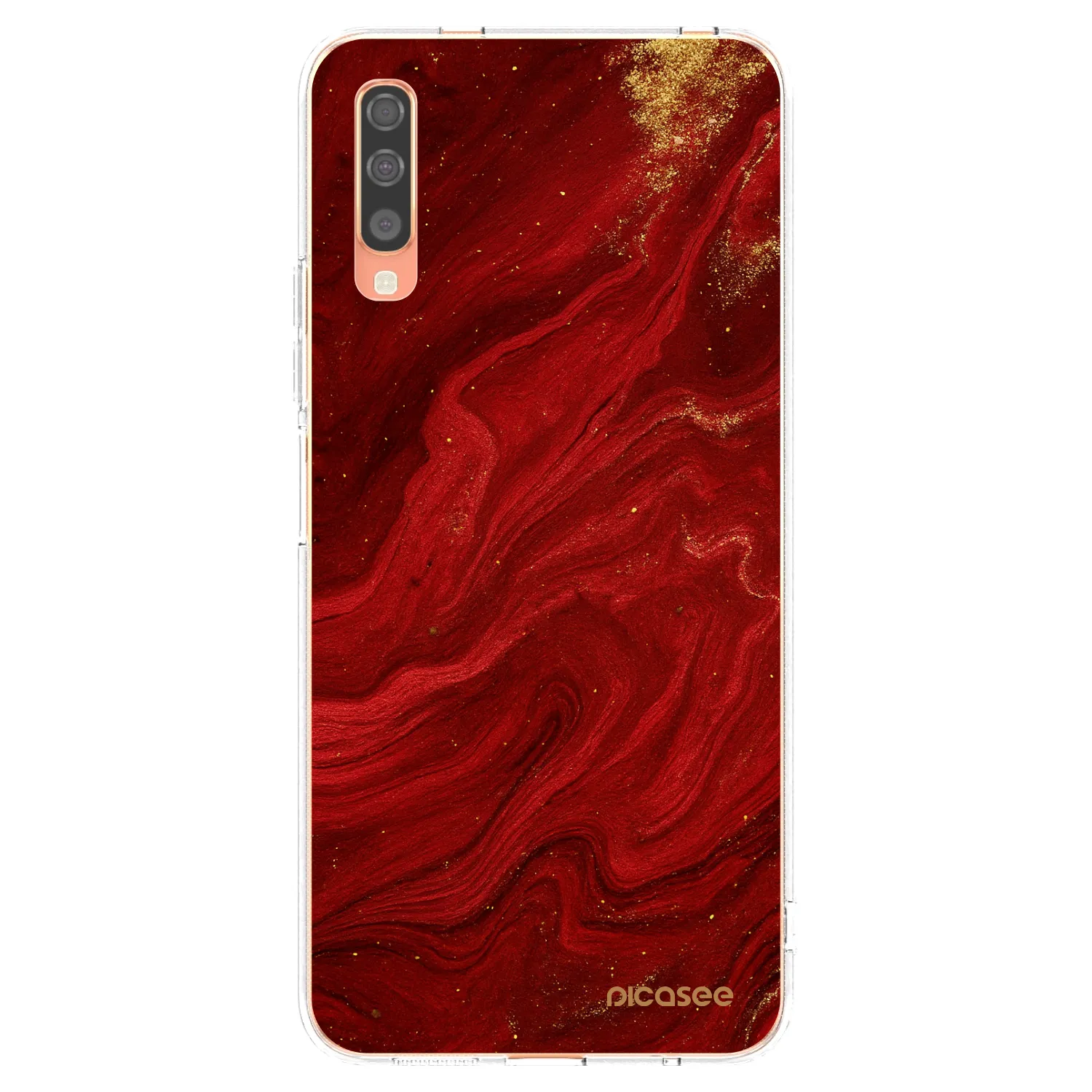 Picasee silikonowe przeźroczyste etui na Samsung Galaxy A70 A705F - Red