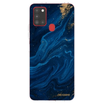 Picasee silikonowe przeźroczyste etui na Samsung Galaxy A21s - Blue