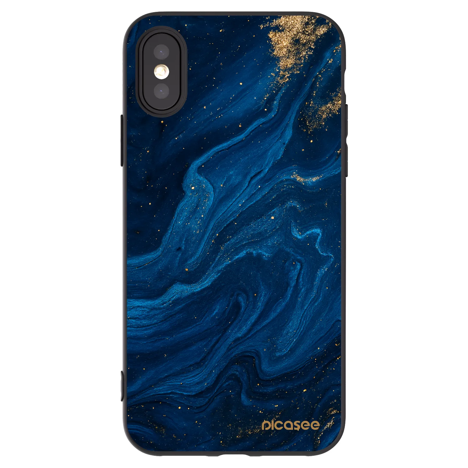 Picasee silikonowe czarne etui na Apple iPhone X/XS - Blue