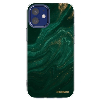 Picasee silikonowe przeźroczyste etui na Apple iPhone 12 mini - Green