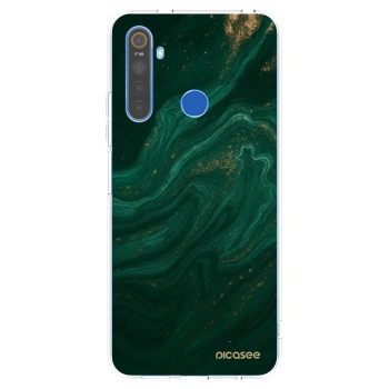 Picasee silikonowe przeźroczyste etui na Realme 5 - Green