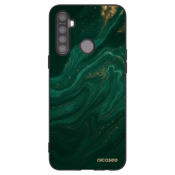 Picasee silikonowe czarne etui na Realme 5 - Green