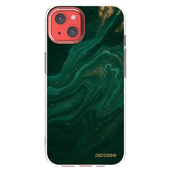 Picasee silikonowe przeźroczyste etui na Apple iPhone 13 - Green