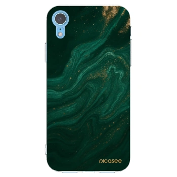 Picasee silikonowe przeźroczyste etui na Apple iPhone XR - Green