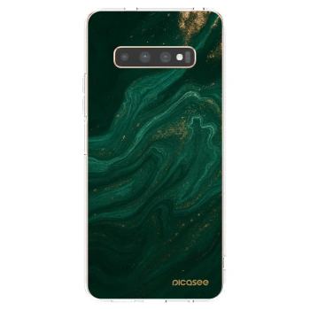 Picasee silikonowe przeźroczyste etui na Samsung Galaxy S10 Plus G975 - Green