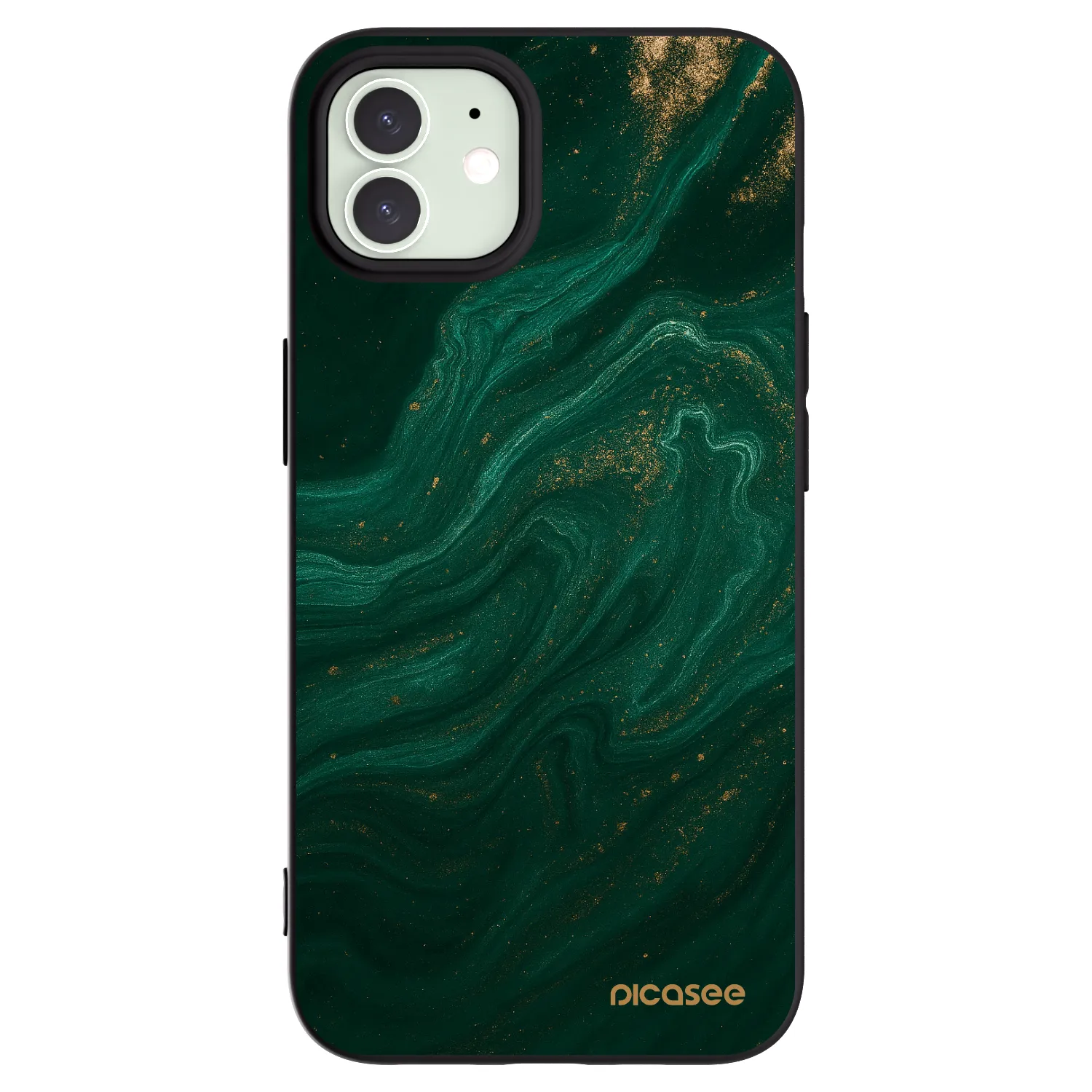 Picasee silikonowe czarne etui na Apple iPhone 12 - Green