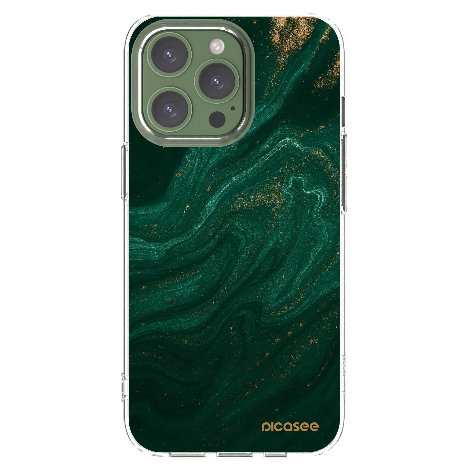Picasee silikonowe przeźroczyste etui na Apple iPhone 13 Pro - Green